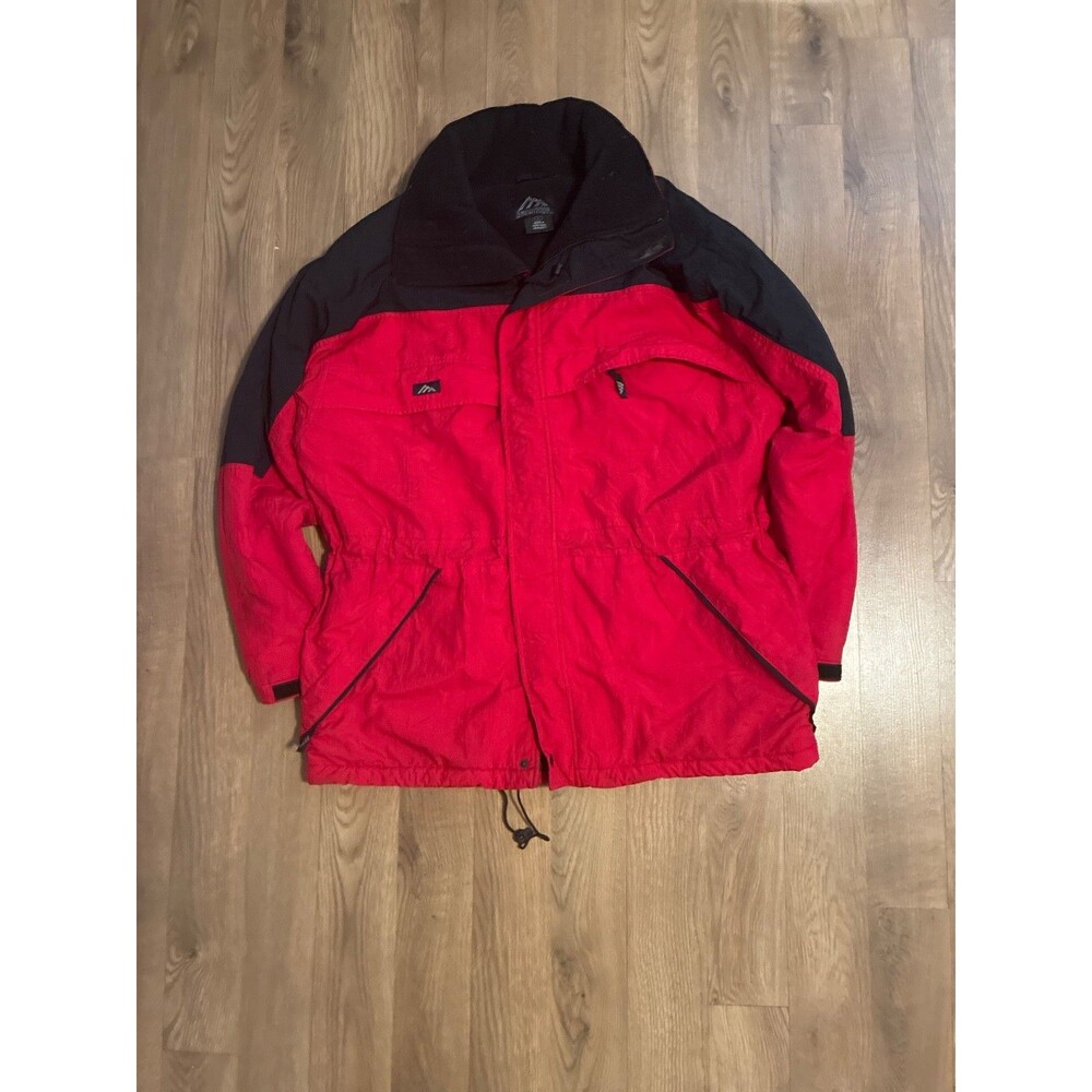 Vintage Snowridge Mens Large Red Black Ski Jacket Parka Winter Coat Anorak